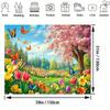 2D Cherry Blossom Backdrop, Pink Sakura Tree with Butterflies Photo Background for Studio Photography