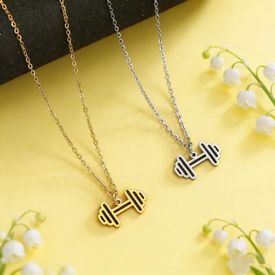 Heartbeat Dumbbell Pendant Necklaces Women Stainless Steel Exercise Sport Fitness Jewelry Neck Chains Birthday Gift