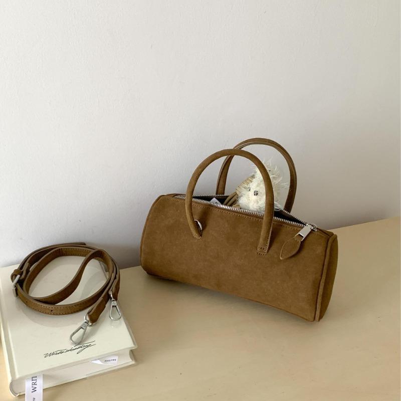 New Hand-held Bowling Bag Simple Retro Autumn and Winter Portable Suede Bag Niche Shoulder Messenger Bag