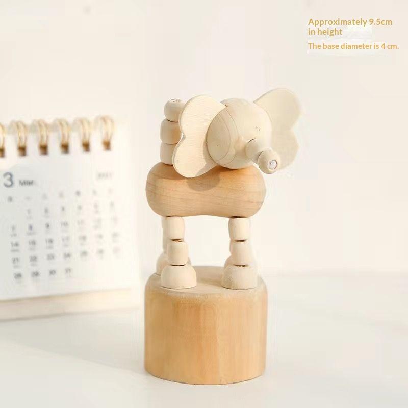 Latest Wooden Finger Puppet Toy Cartoon Mini Desktop Movable Elephant Tiger Dog Puppet Figurine For DIY Home Party Decoration