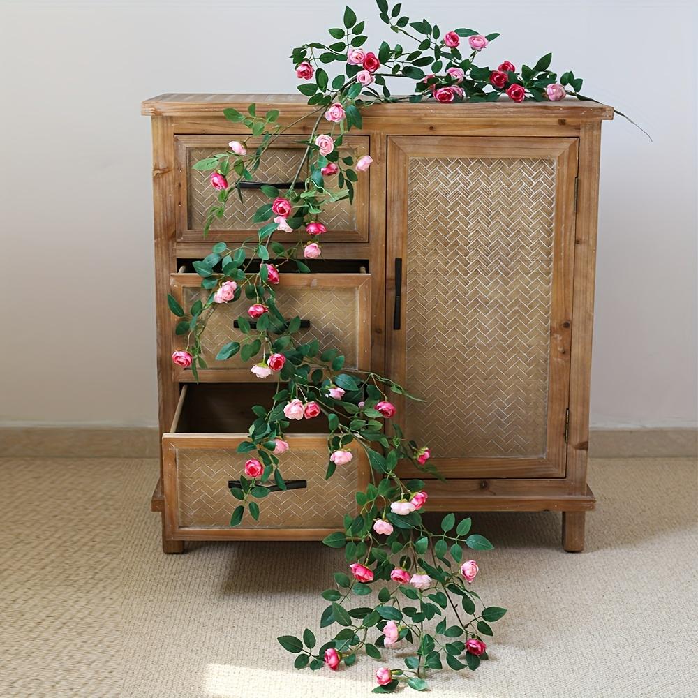Artificial Fake Vine Ivy Garland, Silk Rose Hanging Plants, Fake Flowers for Wedding Home Garden Wall Arch Decor