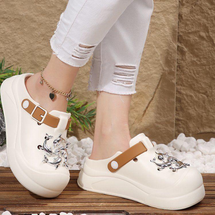 Outer Wear Thick-soled Office Sandals Show Feet, Small Bag Head, Half Drag Hole Shoes, Women's 2025 Summer and Autumn New Models