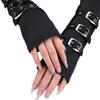 Guantes Largos para Mujer con Orificio para el Pulgar Decoración de 3 Hebillas Guantes Elegantes sin Dedos para Fiesta de Cosplay Negro
