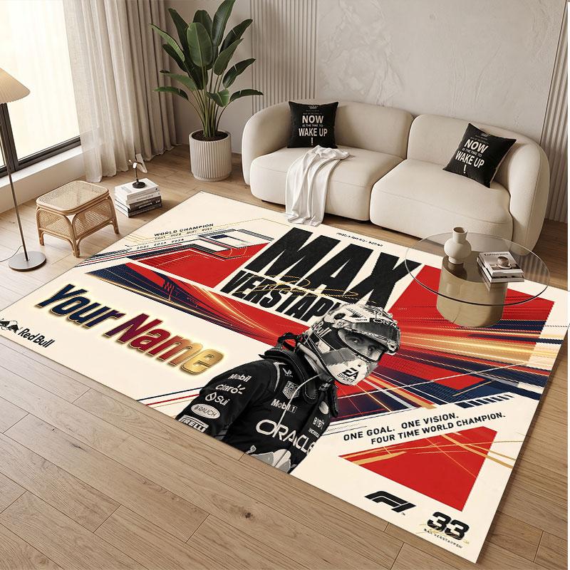 Tappeto Personalizzato Modello Max Verstappen Stampa Nome Testo Morbido Antiscivolo Tappeto per Pavimento per Decorazione Interna Casa