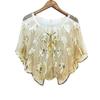 Beaded Sequin Shawl Vintage Flapper Evening Cape Sheer Mesh Embroidery Leaf  Women Bolero Party Accessories