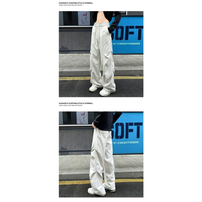 Men Loose Straight Baggy Casual Parachute Cargo Work Long Pants