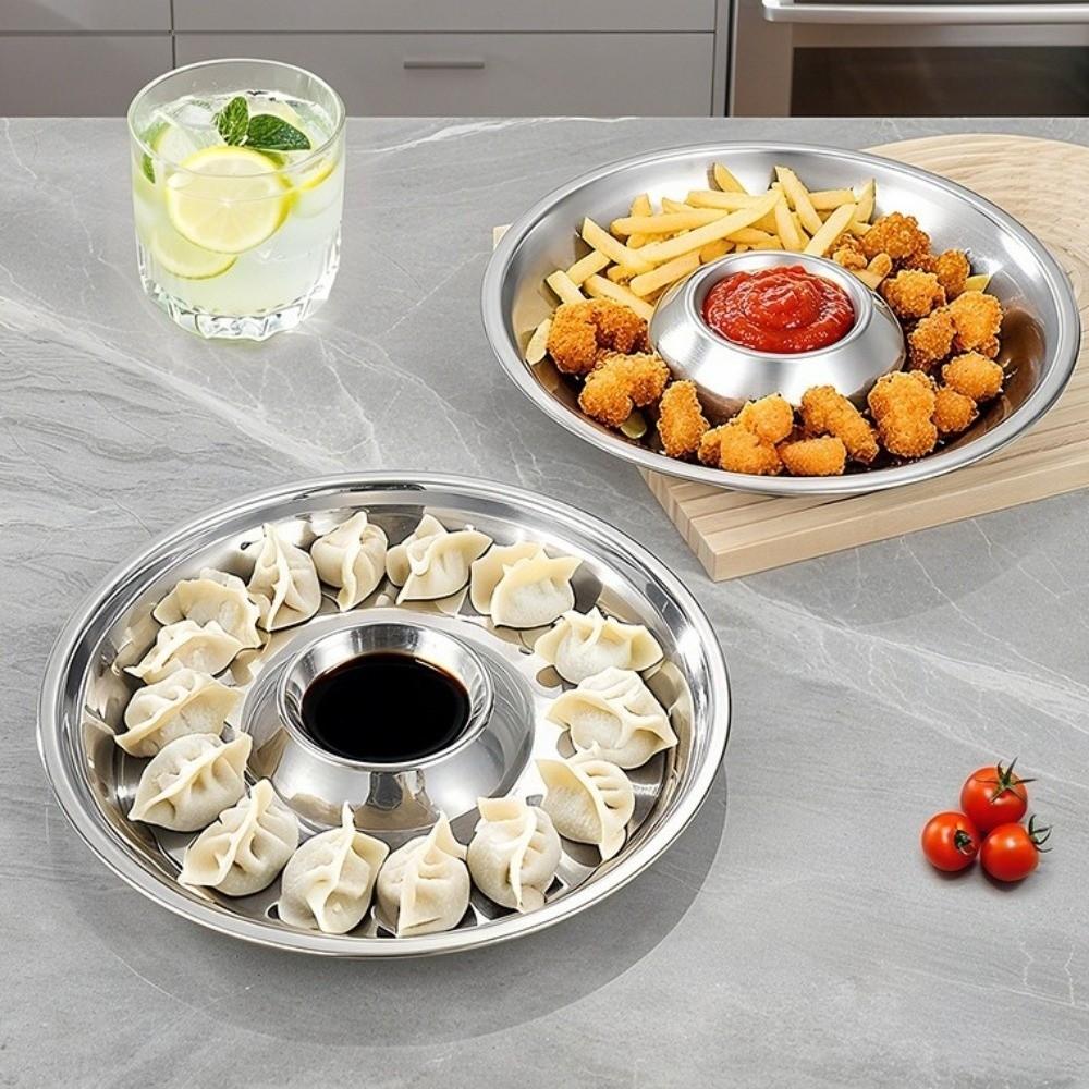 Circular Shape Snack Plate Drop-proof French Fries Plate Kitchen Gadgets Food Serving Tray  Bar