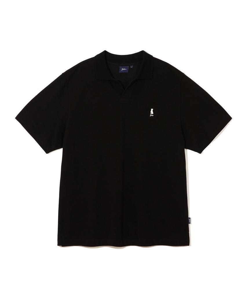 YALE Heritage Dan Slit-Neck Pique Tee Black