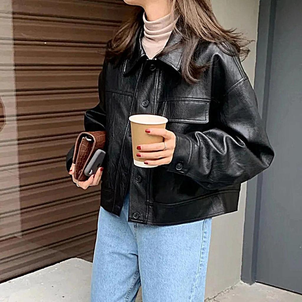 Kaufe Damen SCHWARZE Lederjacke, Damen Motorrad Lederjacke, Damen