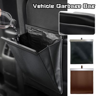 Universal Auto Müll Tasche Fall Hängen Wasserdichte PU Leder Große Kapazität Mülleimer Faltbare Lagerung Gadget Auto