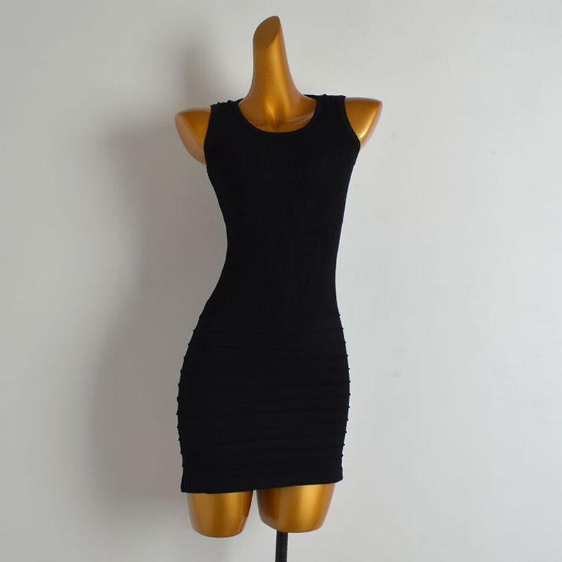 Summer New Arrival Pure Color Round Neck Knitting Vest Dress Women's Clothing Silm Figure Flattering Back Lace Splicing Package Hip Skirt