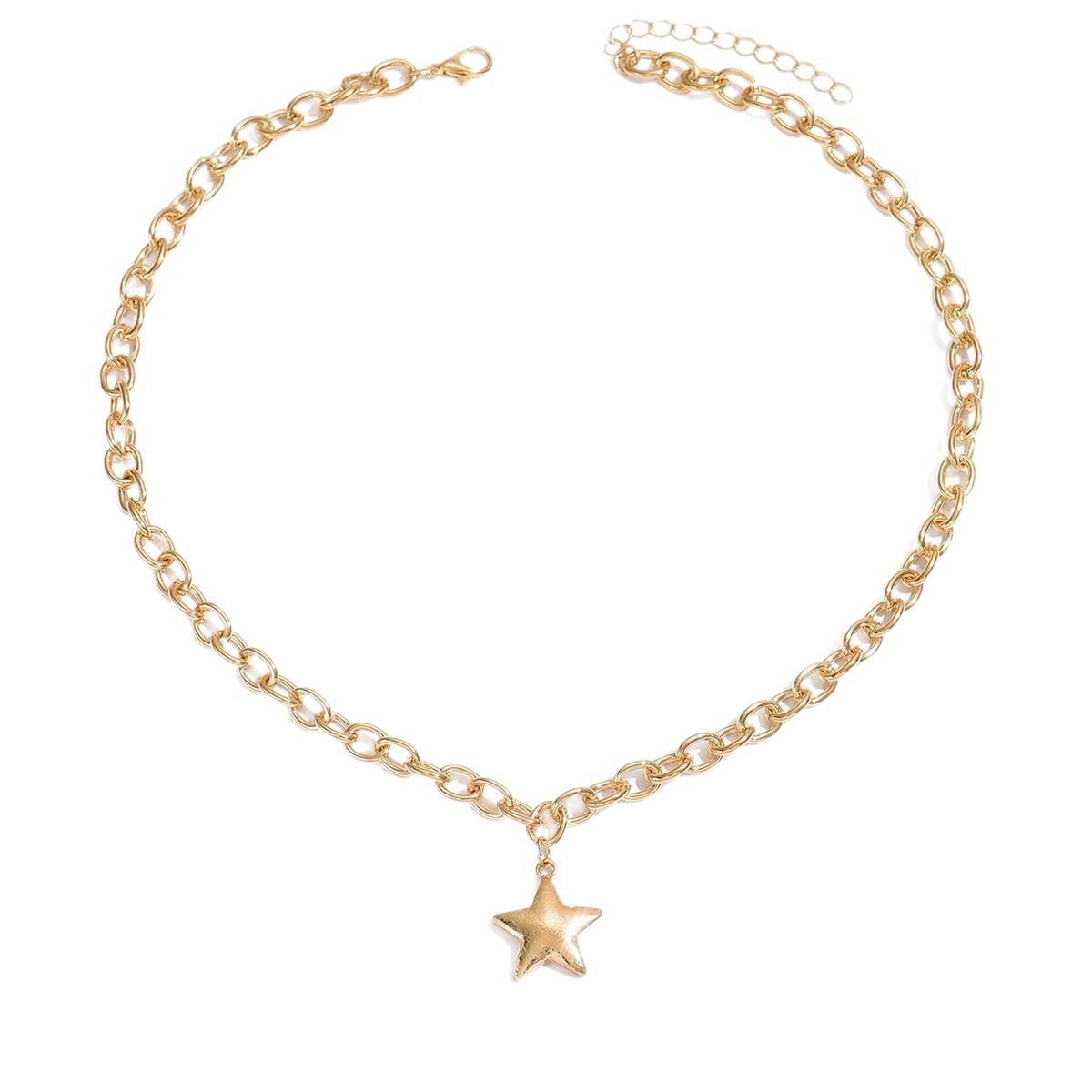 

Женское глянцевое ожерелье с кулоном-пентаграммой, повседневный аксессуар