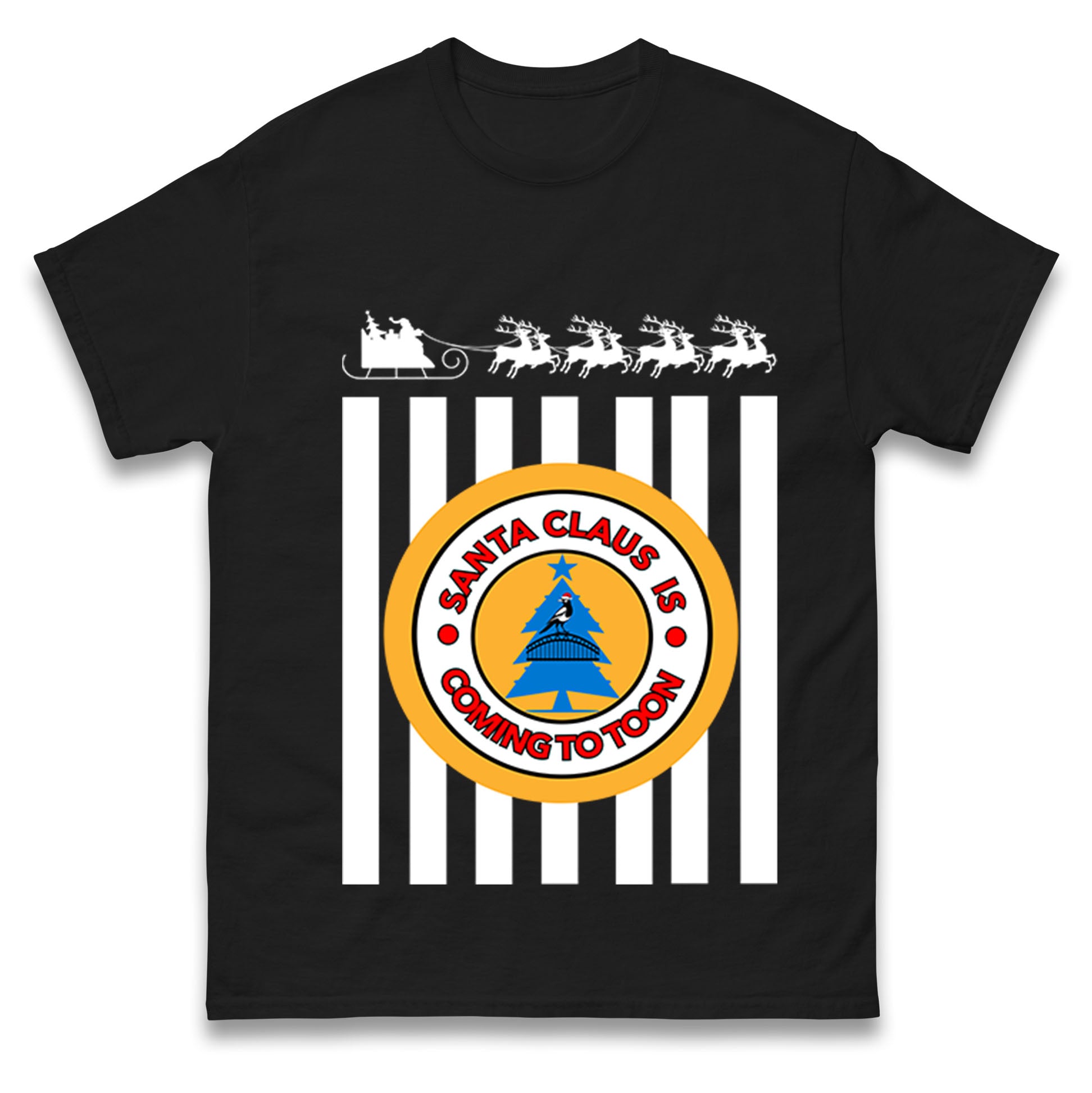 Santa claus is coming to toon christmas T Shirt Tshirt Mens Womens Unisex Tops Tees L