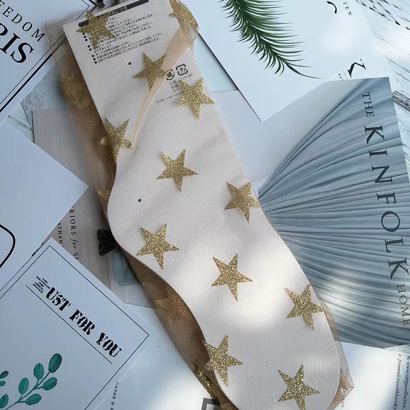 

Fashion Star Transparent Socks Art Women Funny Glitter Socks Hosiery Gilrs Harajuku Ankle Socks Female Hipster one size золотий