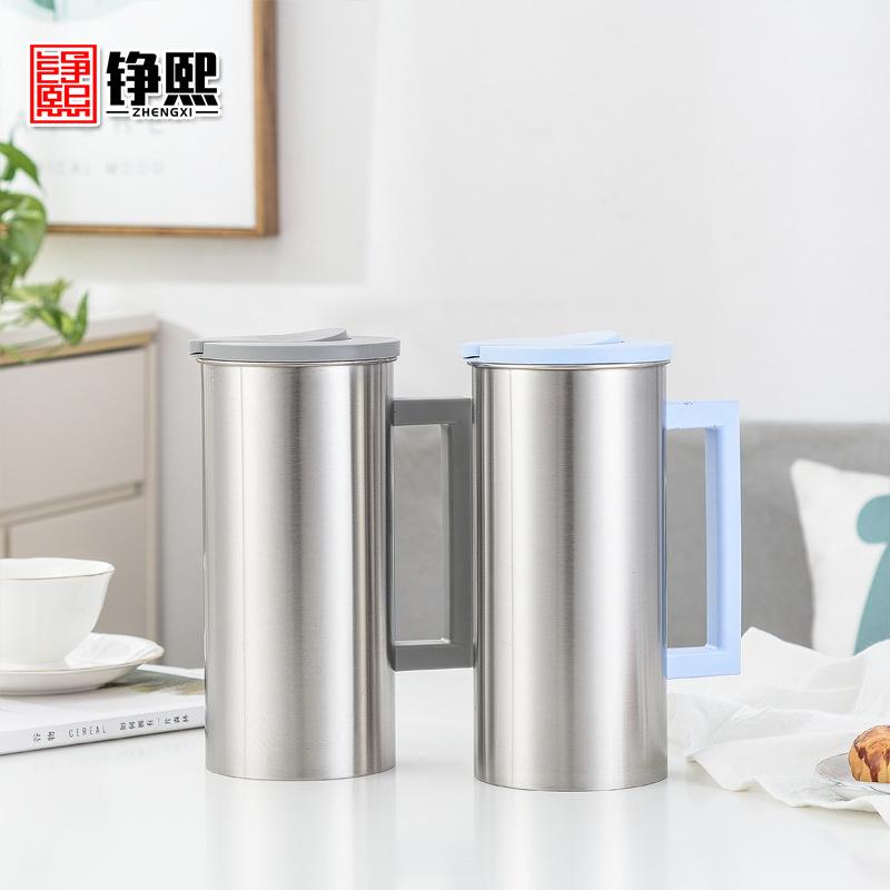 55 oz Moderner Stil Edelstahlkrug Wasserkanne mit Kunststoffgriff und Deckel für Wasser Teekrug Saftkrug Edelstahl