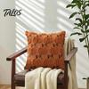 Quilted Embroidery Holiday Decor Fall Pumpkin Cushion Cover, 18x18 Inch Plush Throw Pillow Skin Friendly Fabric Cases Farmhouse Case for Sofa