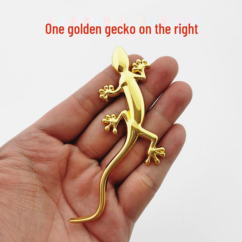 Gecko Car Emblem: Fun Metal Body & Tail Decoration Sticker