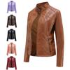 Autumn and Winter New Casual Leather Jacket Women's Simple Trend Thin Jacket Long Sleeve Motorcycle Jacket Women's Clothing