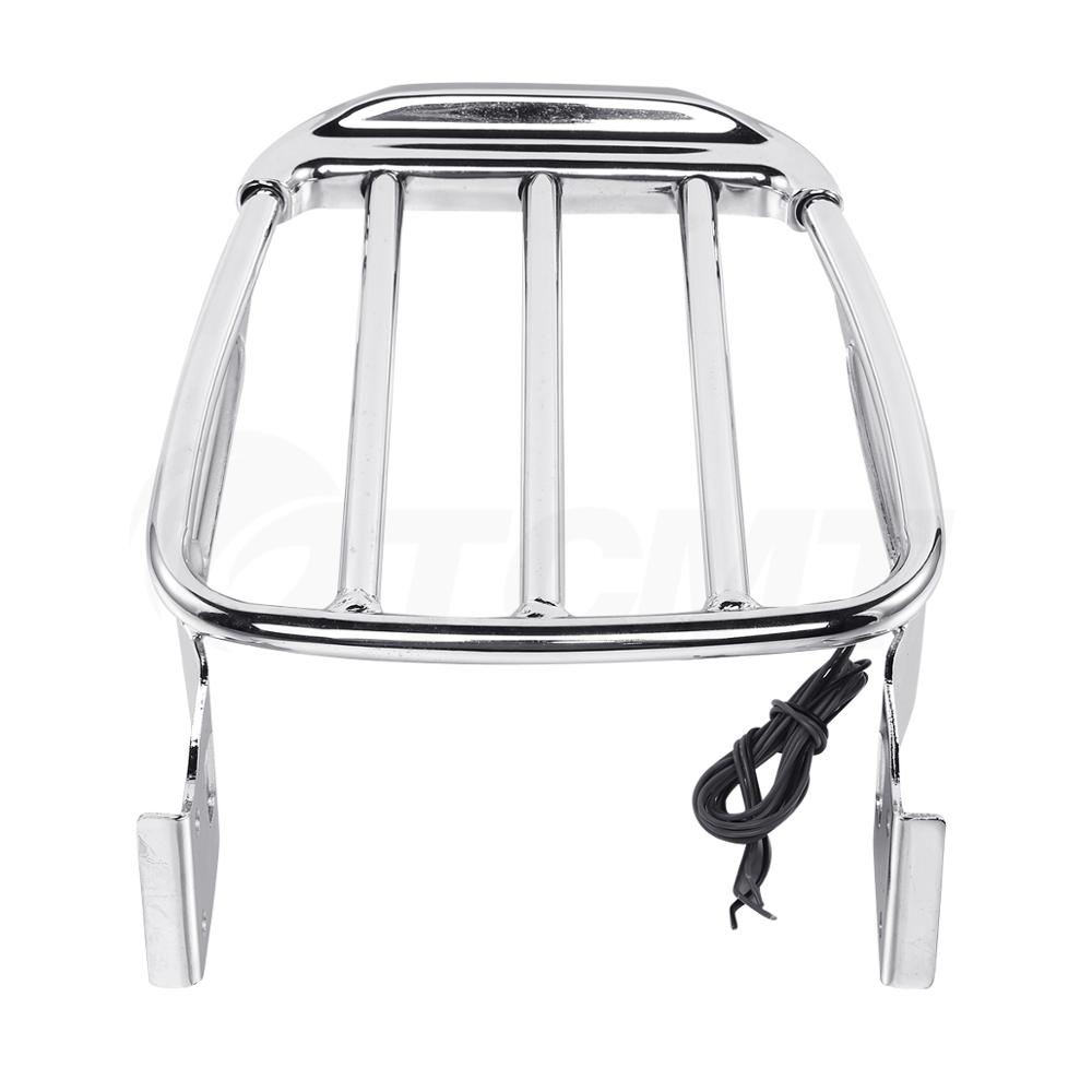 Motorcycle Two-Up Luggage Rack with LED Light For Harley Sportster XL Iron 883 1200 2004-2019 Dyna Street Bob SuperLow 2006-2017
