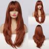 HAIRCUBE Long Straight Blonde Synthetic Wigs With Bangs for Women Daily Cosplay Wigs Heat Resistant Natural Hairline Wigs