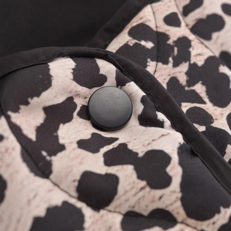 Womens Casual Loose Animal Print Padded Coat Winter Warm Fashion Outerwear Round Neck Single-Breasted Long Sleeve