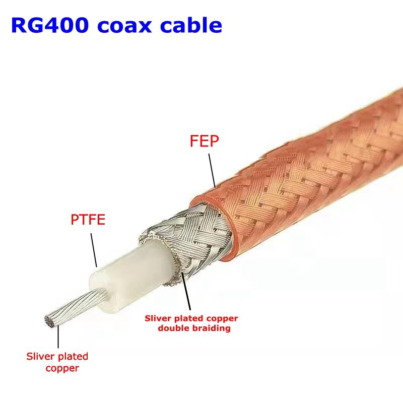 RG400 RG-400 Coaxial Cable Double Shielded Adapter Crimp for Connector 50Ohm High Quality High Temperature Resistance Copper RF