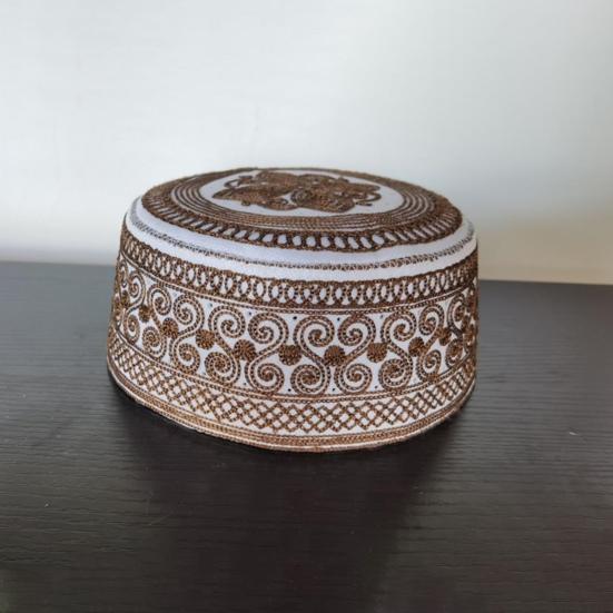 Men Hat Vintage Ethnic Flat Top Round Embroidery Head Decoration Firm Stitching Turkish Jewish Holiday Wear Cap Headwear