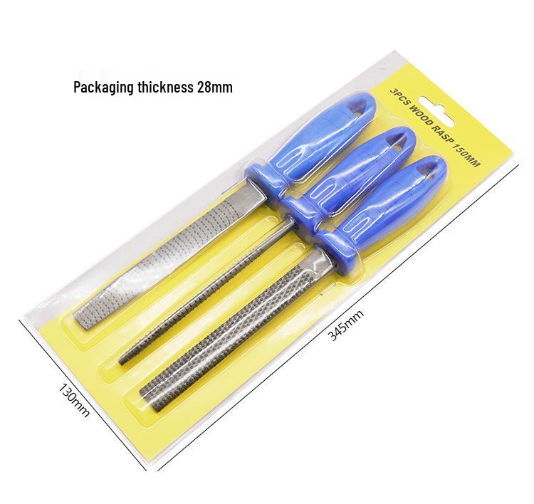 6-Inch Woodworking File Set: Half-Round, Flat, Round Handheld Steel Files with Handles for Sanding Wood