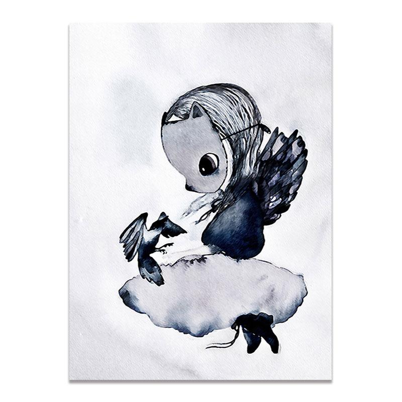 Moderne Nordic Kaninchen Mädchen Engel Wand Kunst Cartoon Leinwand Malerei Spray Farbe Kunst Poster Kinder Baby Kinderzimmer Wandmalereien
