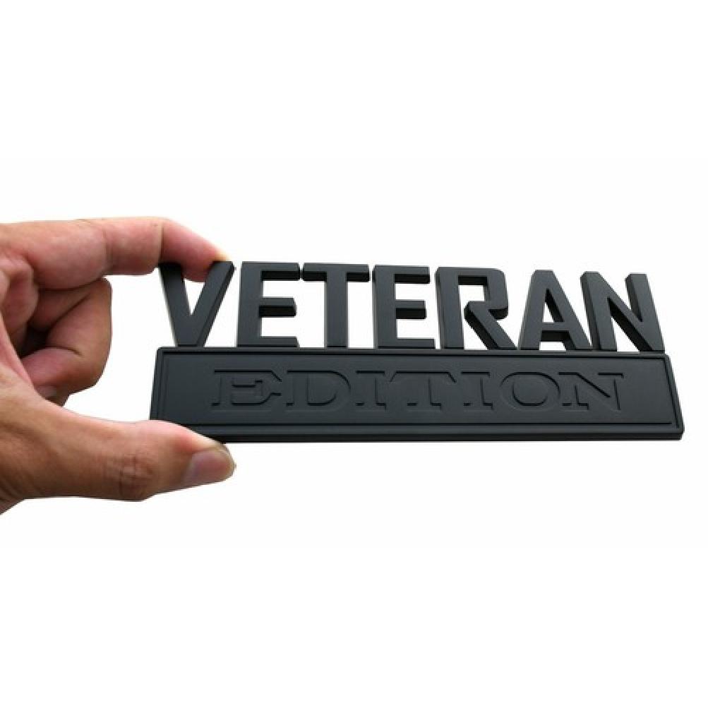 2pcs VETERAN Edition Decals Car Sticker 3D Raised Letter Emblem Black Matte