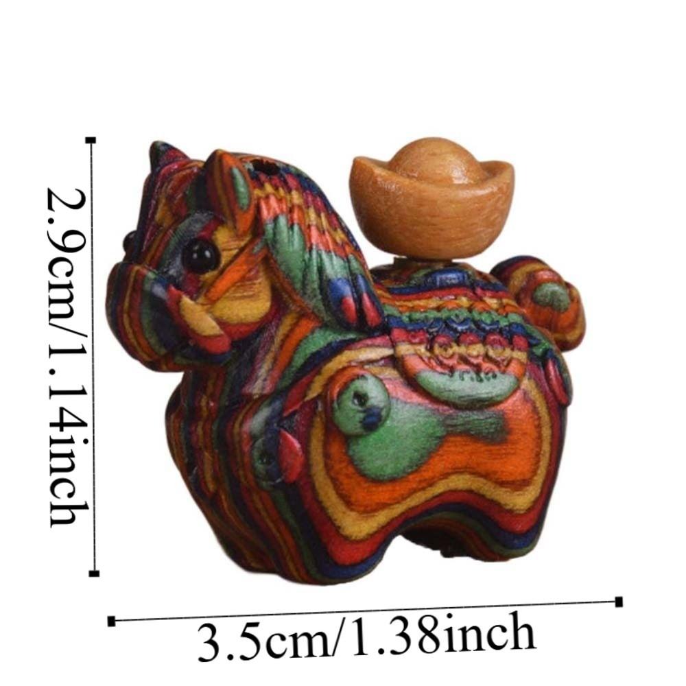 Mini Zodiac Horse Pendant Chinese Style Green Sandalwood Phone Chain Wooden Horse Keychain  Friends