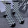 1 Paire Femmes Et Hommes Coton Mi-Longueur Damier Sport Décontracté Polyvalent Chaussettes Mode So P0V7