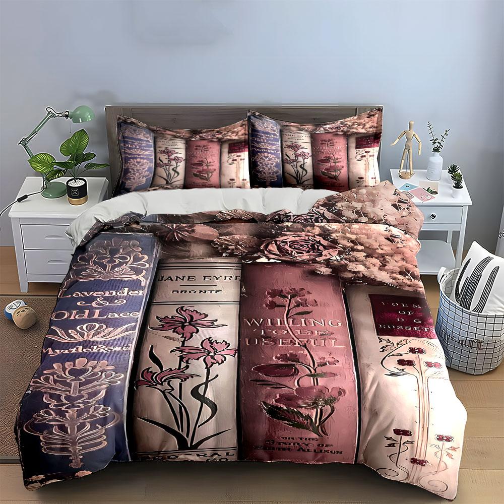 Books and Floral Designs. Bedding Sets Duvet Cover Sets Duvet Covers Pillowcases(1 * Duvet Cover 2 * Pillowcases Without Duvet Insert)