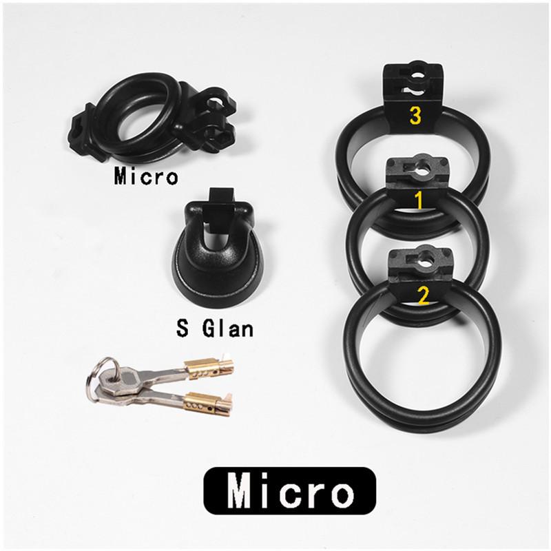 Plastic Resin Micro Short Long Male Slave Chastity Device Cock Cage Penis Lock with 3 Ring Sex Toys