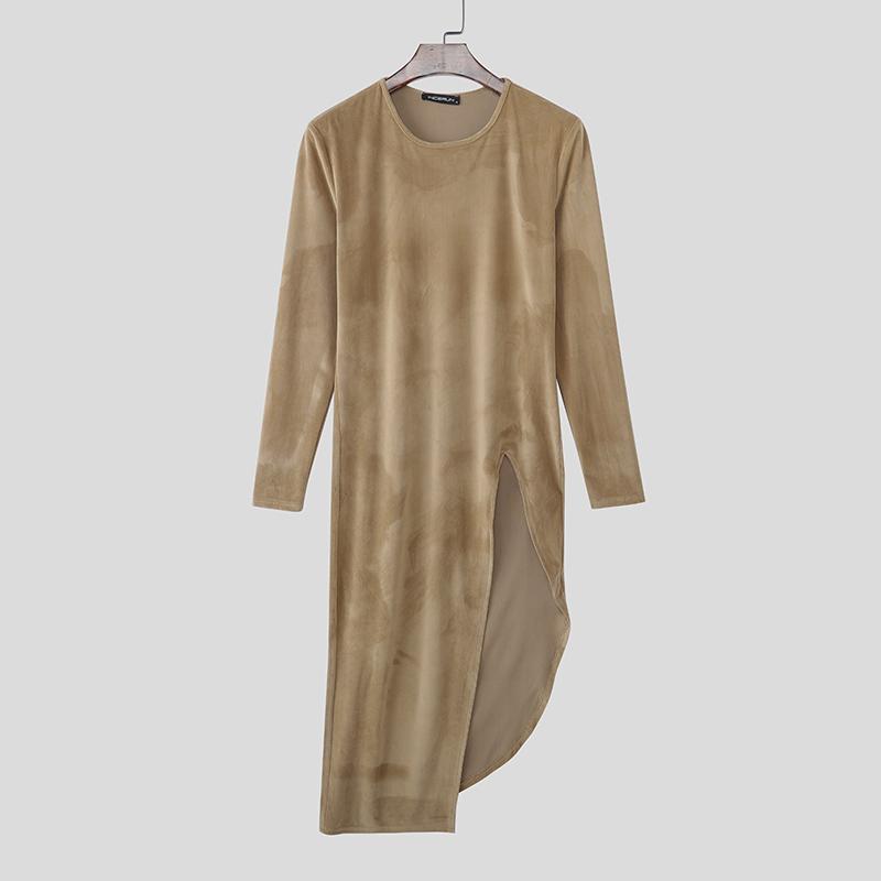 INCERUN Podzim Zima Pánské Kulatý Výstřih Dlouhý Rukáv Nepravidelné Vysoké Rozparky Dlouhé Topy Svetry