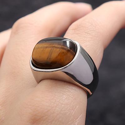 Jednoduché Vintage Křišťál Tygr Oko Hnědý Kámen Prsteny pro Muže Ženy Nerezová Ocel Punk Biker Móda Party Šperky Dárky Dropshipping