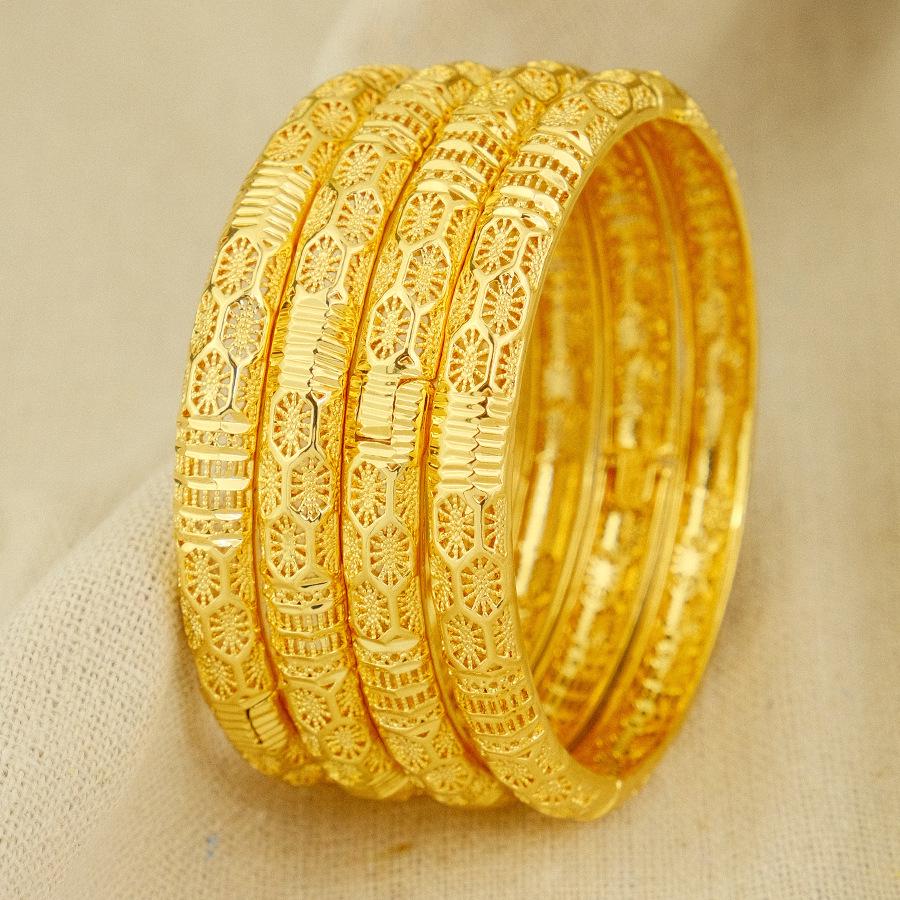 Dubai Openwork Moon Embroidery Bangle - Middle East, African, and Ethiopian Bridal Jewelry