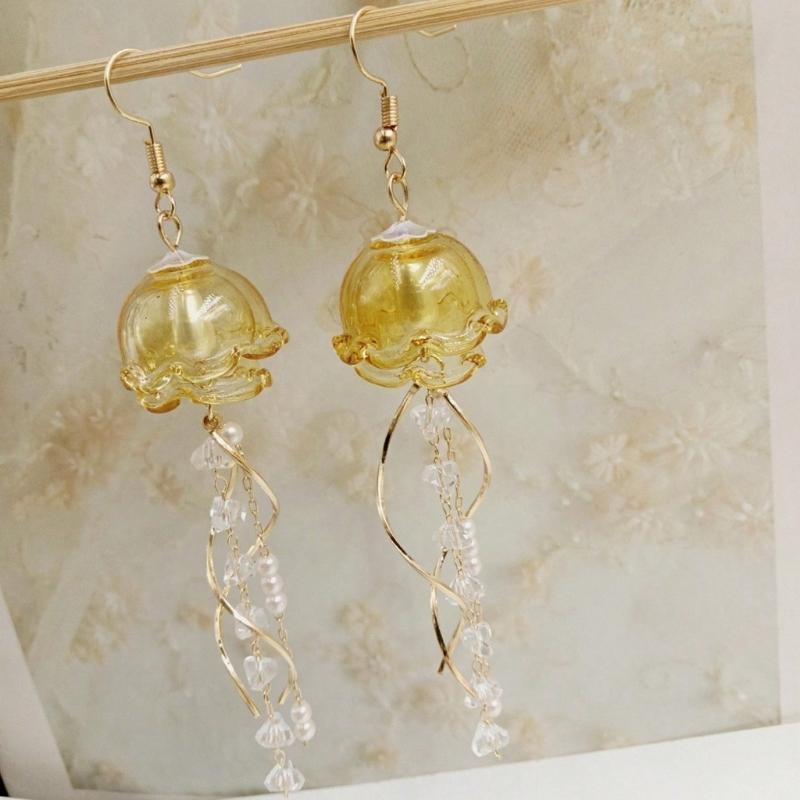 Jellyfish Shape Tassels Earrings Stylish Pendant Earrings Fashion Drop Earrings Fashionable Ear Jewelry for Woman Girls