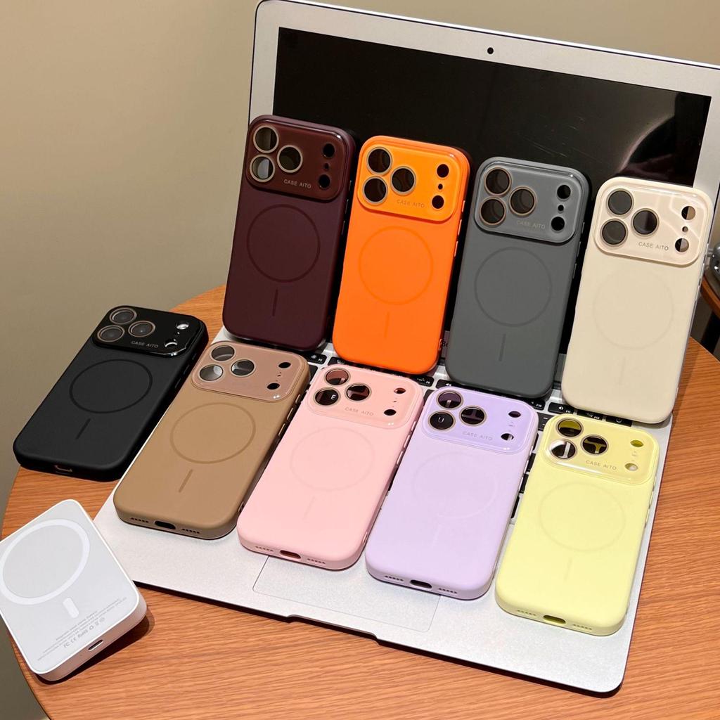 Magnetische matte Flüssigsilikonhülle für iPhone 16 Pro Max/17/14/15