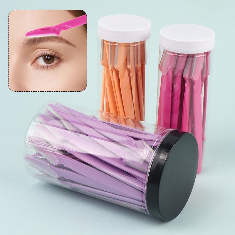 New Stainless Steel Eyebrow Razor: Straight Handle Trimmer for Precise Hair Removal.