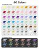 JusArt Acryl Marker Verf Markers met Kwastpunten Fijn en Fijn Acryl Kunst Geschikt voor en Metallic Cadeau Idee Pennen, 60-Kleuren Set, (Beide punten),