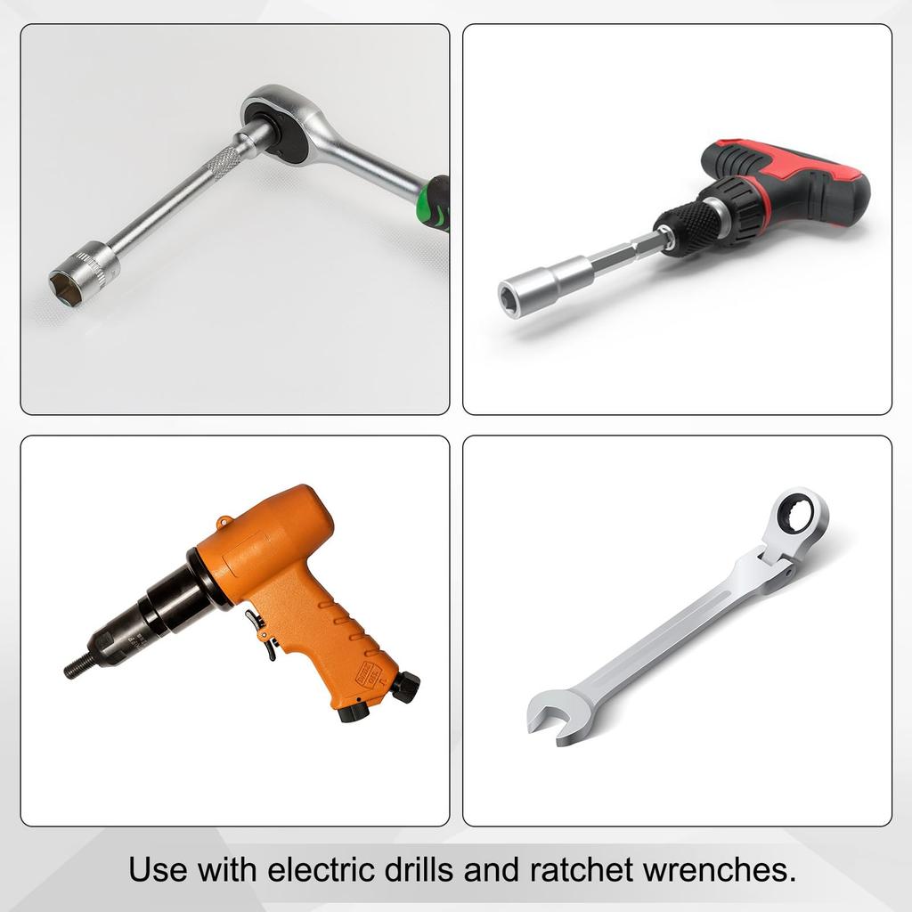 Uxcell Drive Impact Extension Chrome Vanadium Extra Long Socket Wrench Square Drive Socket Driver Handle for Tightening and Set 1/2" Bar, 3", 5", 10",