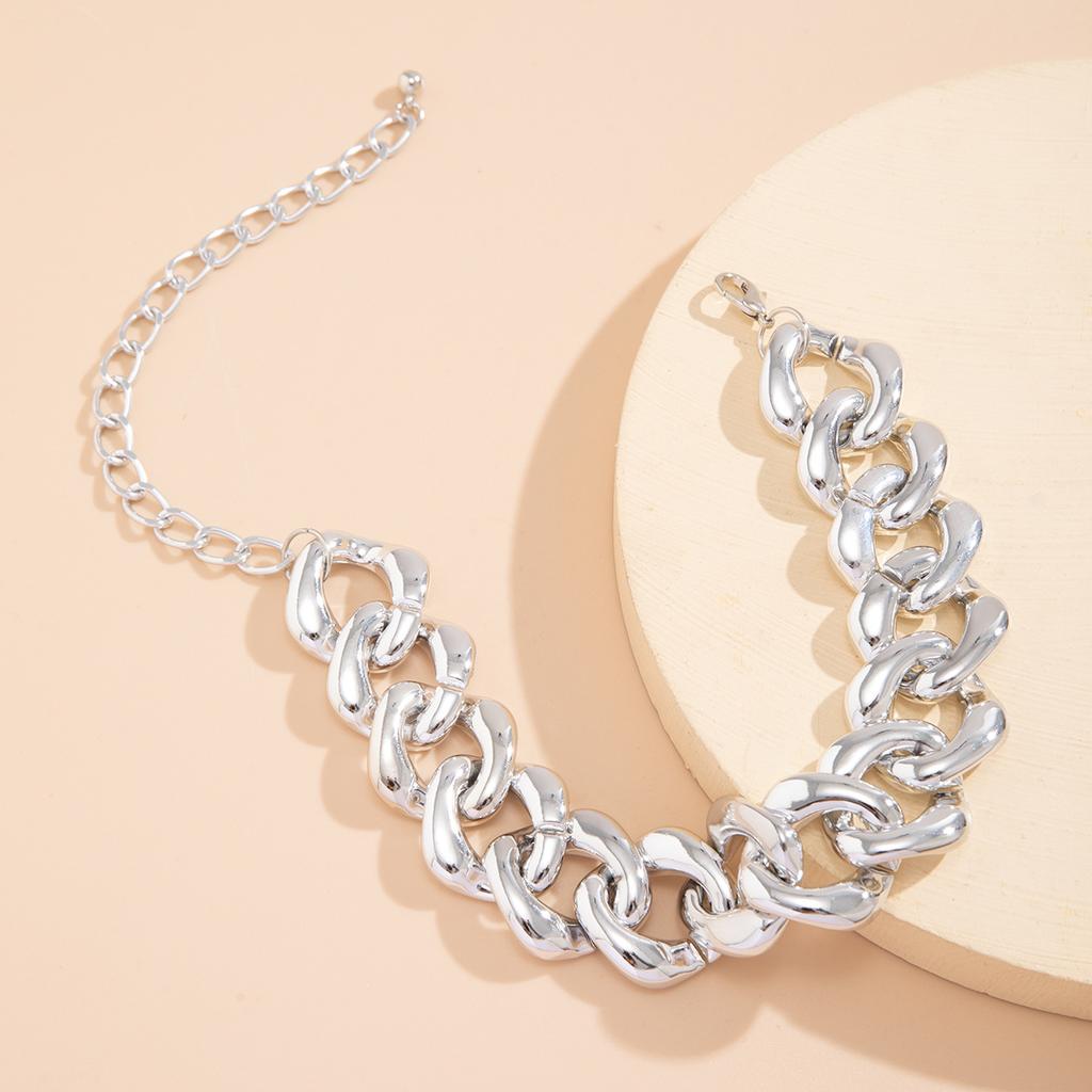 Punk Style Tide Cool Hip-hop Thick Chain Necklace Necklace Exaggerated Geometric Buckle Simple Necklace Jewellery