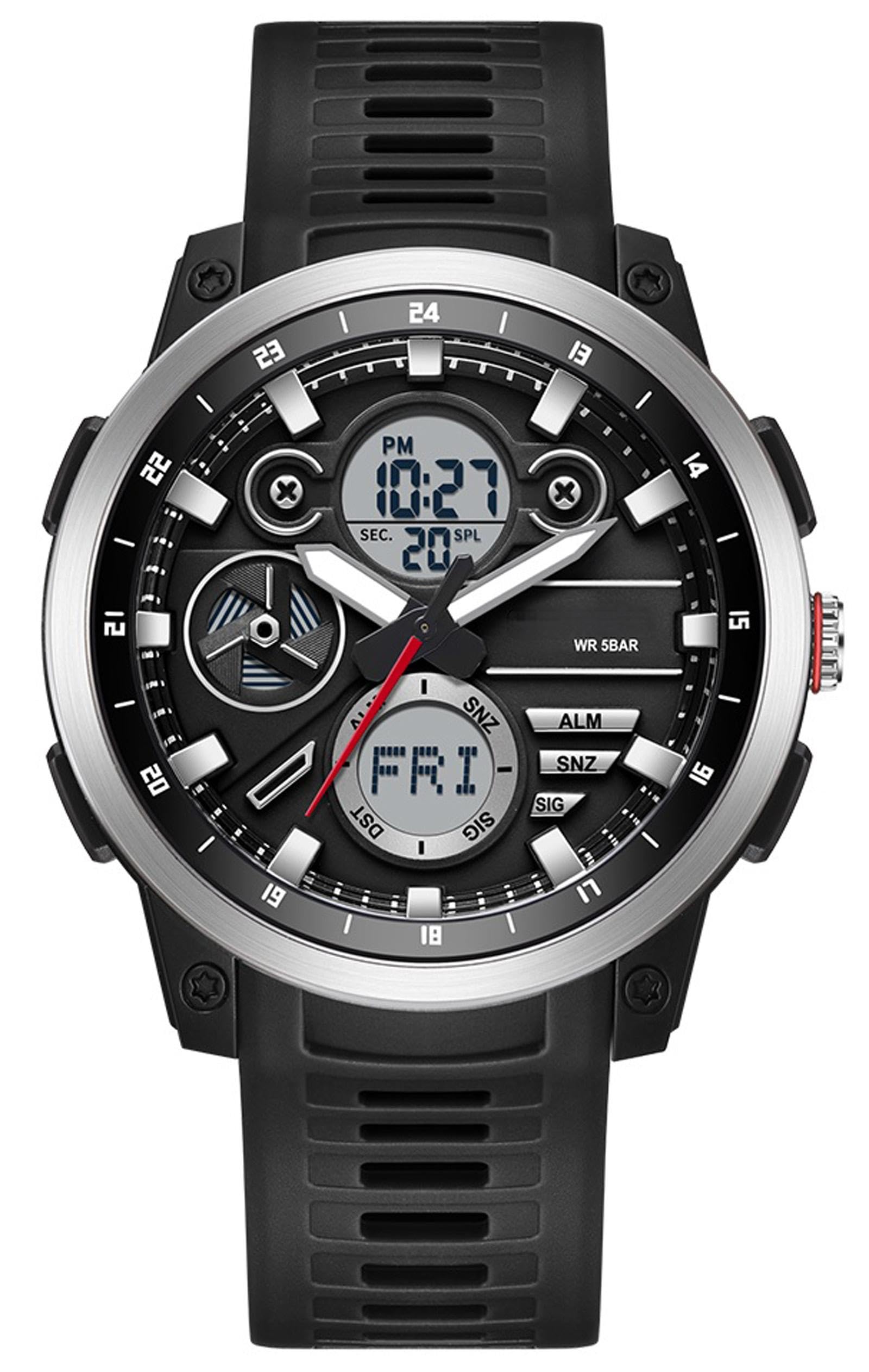 Мужские цифровые часы, Военные часы, Спортивные часы, Таймер обратного отсчета, Двойное время, Мировое время, Водонепроницаемость 5 АТМ, Светодиодная подсветка, Будильник, Время