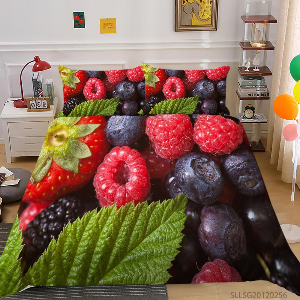 

Полиэстеровый пододеяльник наволочка трехпредметный серия Ягода цифровая печать EU single 135*200