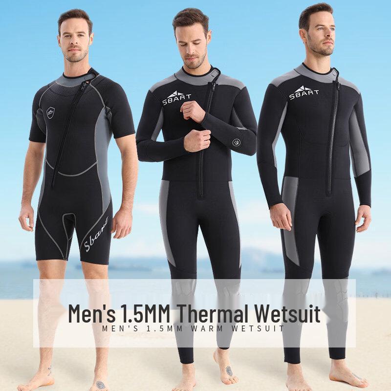 SBART Men s 1.5mm Thermal Front-Zip One-Piece Wetsuit M