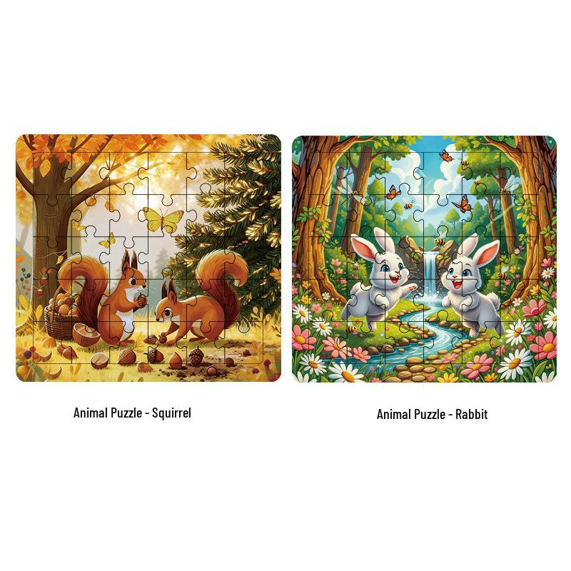 Animal Series 2D Wooden Jigsaw Puzzle - Educational Anime Cartoon Gift for Children