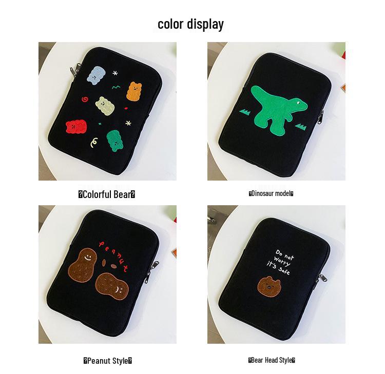 Korean Cute Embroidered Anti-Collision Tablet & iPad Bag with Fleece Lining (11/13/14 Inch)