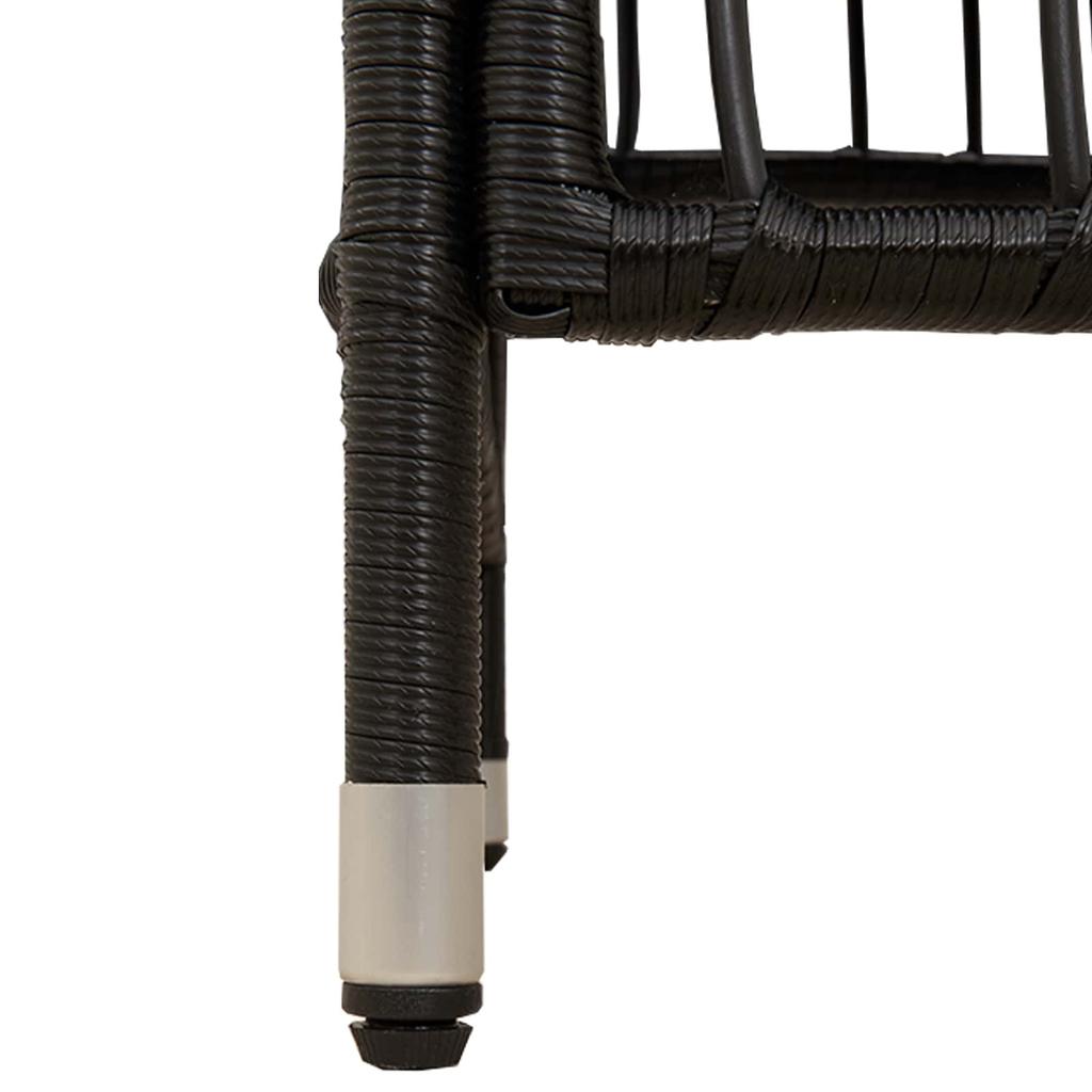 Garden Chairs 2 Pcs Black PE Rattan Steel and Polyester Fabric