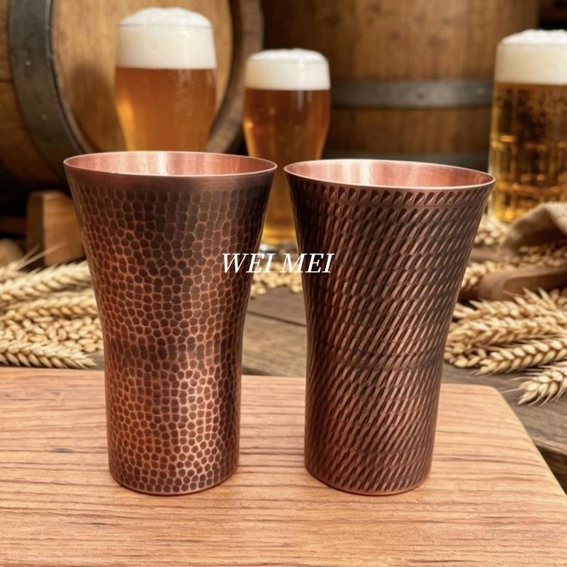 Pure Copper Vintage Coffee Mug,Camping 400 ml Cold Drink Beer Cup,Handcrafted Wide-Mouth Shape Smooth Texture Tea Cup Drinkware